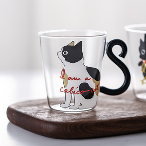 Schattige Kat Vorm Glazen Koffiemok Cartoon Kat Beker Met Staarthandvat Hoge Borosilicaat Thee Melk Glazen Beker - Product Image 4