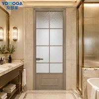 Puerta de Baño de Aluminio con Vidrio Esmerilado y Rejilla Decorativa