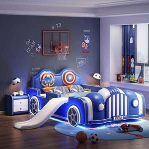 Barandilla de Cama Individual de Madera Maciza con Diseño de Auto de Dibujos Animados, Cómoda y Moderna, <span class=keywords><strong>para</strong></span> Dormitorio de <span class=keywords><strong>Estudiantes</strong></span>, Hotel, Habitación de Niños, Sala de Estar - Product Image 1