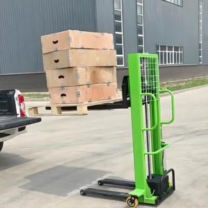 Camión eléctrico pequeño con control remoto, carretilla elevadora hidráulica portátil con batería, apilador de paletas Manual, carretilla elevadora eléctrica