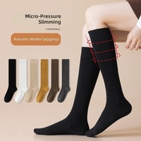 Chaussettes moulantes pour femmes, automne et hiver, longueur cheville et genou, chaussettes de compression ajustées en polyester et coton