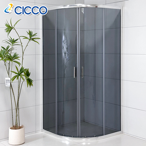 Fait sur mesure demi-rond gris verre trempé cadre chromé porte coulissante boîtier salle de <span class=keywords><strong>douche</strong></span> portes salle de <span class=keywords><strong>douche</strong></span> - Product Image 1