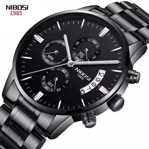 Nibosi Thép Không Gỉ Thạch Anh Màu Đen Đồng Hồ Mens Đồng Hồ Thương Hiệu Hàng Đầu Sang Trọng Chronograph Đồng Hồ Đeo Tay Nam Relogio Masculino 2309 - Product Image 1