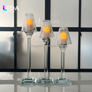 Portavelas de Cristal Transparente LEDA, Portavelas con Forma de Lámpara, Centro de Mesa para Bodas, Decoración para Fiestas y Eventos - Product Image 3