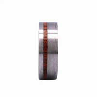 Wolfram-Ehering mit Rosenholz-Einlage 8mm Komfortpassform Unisex-Ring Zertifiziert von Drittanbietern THX Schmuck THX-TD080