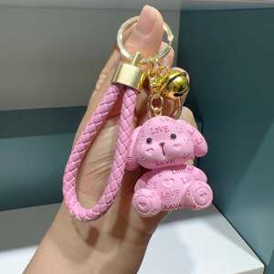 Cartoon Resin Sitting Dog Keychain LOVE Cute and Exquisite Figurine <b>Key</b> <b>Chain</b> Schoolbag Pendant - Product Image 4