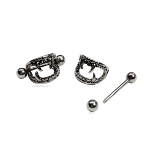 Bijoux <span class=keywords><strong>de</strong></span> corps en acier inoxydable, piercing au mamelon, barres <span class=keywords><strong>de</strong></span> piercing, crocs <span class=keywords><strong>de</strong></span> vampire, anneaux pour mamelons - Product Image 6