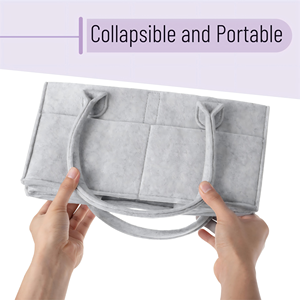 Portable Nursery <b>Caddy</b> Basket Organizer for Changing <b>Table</b> Felt Baby Diaper <b>Caddy</b> Organizer with Handle - Product Image 5