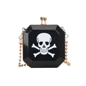 Mini chain acrylic crossbody bag box jelly personality woman funny Halloween shoulder bag purses for All Saints' Day