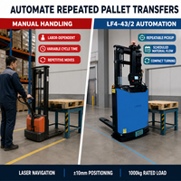 Junebreath LF4-432 Chariot élévateur compact automatisé de 1 tonne à commande par hélice, robot AGV de manutention de palettes avec navigation laser et détection d'obstacles