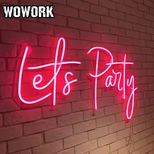 WOWORK led徽标广告柔性霓虹灯切割以塑造亚克力背衬生日聚会装饰数字霓虹灯