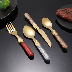 Ensemble de couverts de Noël luxueux et moderne en acier inoxydable, style classique, 4/24 cuillères, couteaux, fourchettes - Product Image 1