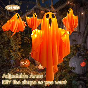 YACHEN Luces LED Colgantes de Sombrero de Bruja Fantasma Brillante para Fiesta de Halloween, Decoraciones para Árboles de Jardín al Aire Libre, Funciona con Pilas de Botón, FCC - Product Image 2