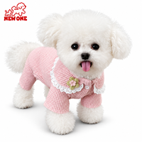 Pakaian Anjing Mewah Pakaian Hewan Peliharaan Desainer Pakaian Anjing Kecil Musim Dingin Grosir Kustom Logo Fashion OEM Sweater Anjing Motif Bunga Pink