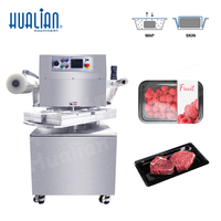 Machine d'emballage sous vide rotative automatique Hualian HVT-450R-4S pour barquettes de viande, repas, aliments frais, avec remplissage de gaz