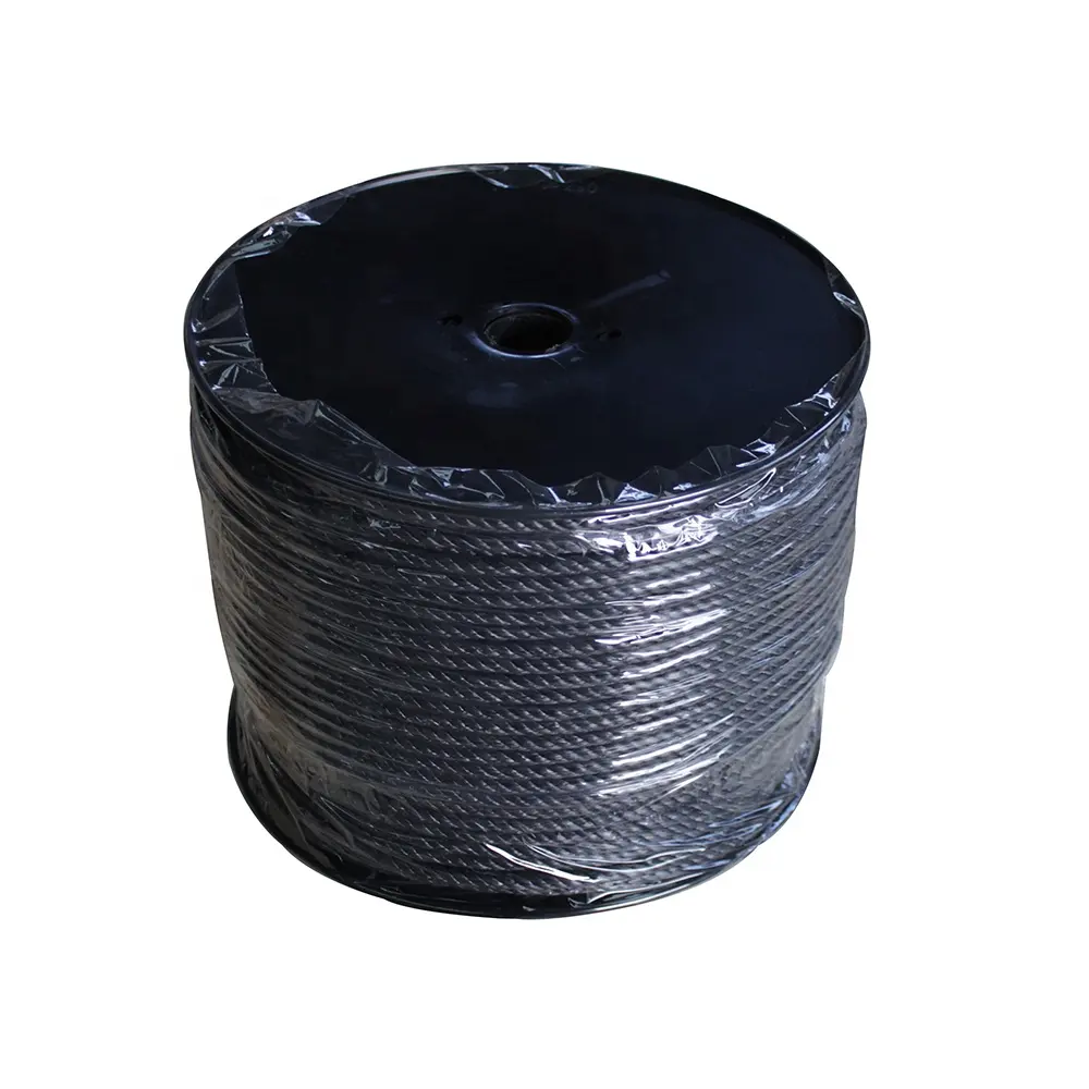 3 Strand Black Polypro Polypropylene PP Rope 600 Feet 1200 Feet Long in Plastic Drums for US