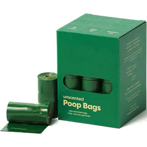 Rifiuti per animali domestici a prova di perdite di rotoli personalizzati Compost sacchetti per cacca di cani sacchetto per rifiuti domestici con Dispenser per cani biodegradabili