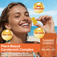 Complément de bronzage en gommes OEM sous marque privée à base de bêta-carotène, lycopène et astaxanthine pour une peau saine, un teint éclatant et des multivitamines