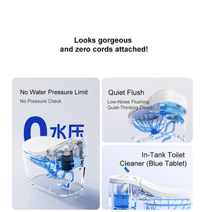 Kloset Pintar Keramik Tanpa Kabel Warna Pink, Dudukan Berpemanas, Fungsi Pengeringan Udara, Drainase S-trap, Pemasangan Lantai, Timur Tengah & Asia Tenggara - Product Image 3