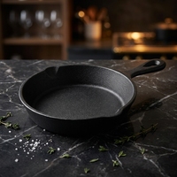 Mini poêle en fonte avec revêtement émaillé mat, ustensile de cuisine portable, poêle simple avec poignée, ustensiles de cuisson en fonte