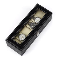 Boîte de rangement pour montres en vente chaude, boîte à montres en cuir de luxe unique, étanche, bon marché, avec serrure, 6 emplacements, pour les voyages