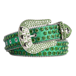 Cinturón de mezclilla occidental para hombres y mujeres de moda con remaches de cintura de diamantes de imitación ostentosos de cristal de alta calidad con hebilla de aleación - Product Image 6