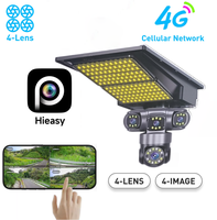 Cámaras de Seguridad CCTV Inalámbricas IP PTZ 4G Wifi de 10K HD con 4 Lentes, 1100000lm 6000W IP66, Lámpara Solar para Jardín y Calle