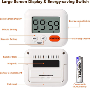 Yüksek Kaliteli Modern LED Işıklı Pilli Mutfak Pişirme Çok Fonksiyonlu Geri Sayım Sayacı - Product Image 2