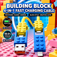 Câble de charge modulaire créatif 4 en 1, USB A vers USB C, multi-connecteurs, câble en PVC jusqu'à 3A pour téléphone, tablette, vente en gros OEM