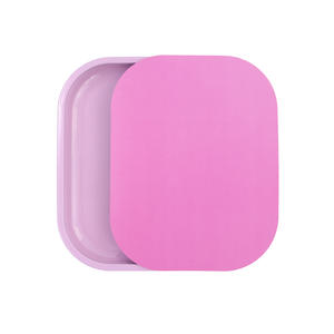 RTS Vente en gros plateau roulant en métal rose de couleur unie avec couvercle 18x14cm - Product Image 2