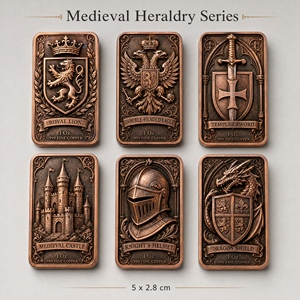 1 oz .999 Feinkupfer Mittelalterliche Heraldik-Barren-Serie, individueller 3D-Hochrelief-Ritter-Drachen-Gedenkbarren für Luxus-Sammlungen - Product Image 4