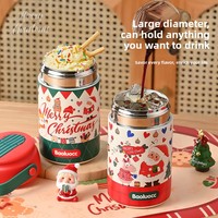 Cadeau de Noël : Tasse isotherme en acier inoxydable 316, 550 ml, isolation thermique 6-12 heures, gobelet portable avec paille pour étudiants et enfants