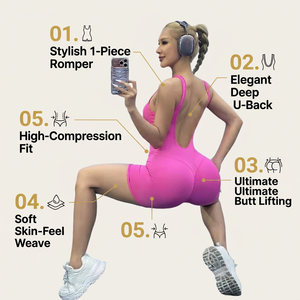 Women Premium Hot Pink Backless Yoga Unitard with <b>Booty</b> Scrunch Detail and High Stretch Fabric for Professional Fitness Brands - Product Image 4