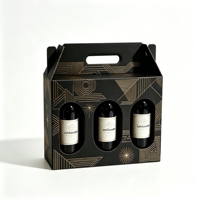 Individuell Bedruckte Wellpappe-Weintragetasche mit Gestanztem Griff - Luxuriöse Goldfolie Recycelbare Papierverpackung für Wein-Geschenke Großhandel