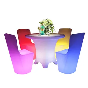 Waterpijp Lounge Ronde Led Bar Tafel Tuin Set Led Sofa Nachtclub Plastic Meubilair Stoel Tafel Licht Voor Party Evnet