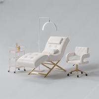 Offre Spéciale moderne sourcil visage Spa tête de lit réglable esthétique incurvé cils lit Table et chaise ensemble