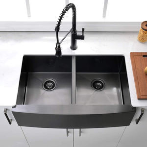 Aquacubic33インチUPCエプロンフロントダブルボウル手作り農家304ステンレス鋼キッチンシンク - Product Image 3