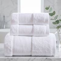 Luxury 5 Star Hospitality Towels Plain White 500gsm 600gsm 100% Cotton Custom Embroidery Logo Face Hand Bath Towels