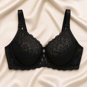 Soutien-gorge à armatures en satin lisse avec dentelle florale, confort quotidien - Product Image 4
