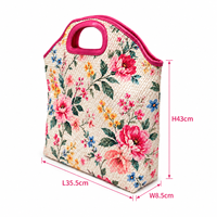 Sac fourre-tout matelassé en PU à motif floral, grande capacité, poignée découpée verticale, résistant à l'eau, pliable, léger, pour voyage, travail, quotidien, cadeau
