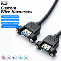 Kabel Ekstensi Panel USB Kustom dengan Adaptor, Konduktor Tembaga Berlapis Timah, Isolasi PVC, Panjang 1m, Tegangan 220V, Tahan Air IP66