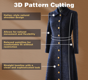 เสื้อโค้ทผู้หญิงงานฝีมือระดับพรีเมียม ผ้าขนสัตว์ 100% แบบกระดุมสองแถว สำหรับชุดทำงานในสำนักงานของผู้หญิงมืออาชีพ - Product Image 5