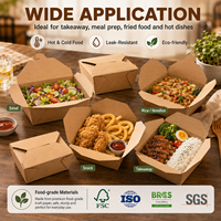 Boîte à lunch Kraft pour emporter avec revêtement anti-graisse pour les restaurants, personnalisation du logo disponible