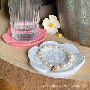 Plato de Resina para Exhibición de Joyas con Flores, 9 cm, Blanco, Estilo Europeo, Accesorio para Fotografía, Adorno - Product Image 2