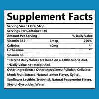 Bandes orales énergétiques OEM saveur menthe avec L-Théanine, Vitamine B12, Caféine pour l'énergie et la concentration, dissolution rapide pour suppléments pré-entraînement