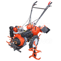 Mini motoculteur diesel 7HP 9HP 12HP pour terres agricoles, machine de culture rotative, tracteur à conducteur marchant à 4 roues motrices à transmission par engrenages, à vendre