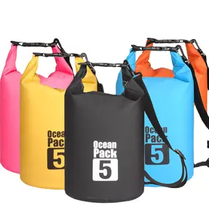 Factory OEM Custom Print Logo 2L 5L 10L 15L 20L Hiking Swim 500D PVC Tarpaulin Bolsas Impermeables Ocean Pack Waterproof Dry Bag