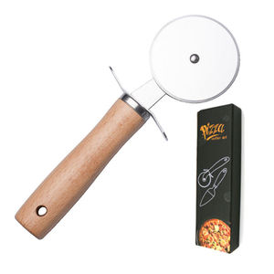 Cortador de Pizza de Acero Inoxidable con Rueda y Mango de Madera, Herramientas Metálicas para Pizza - Ideal para Regalos de Fiesta de Madera de Haya - Product Image 3