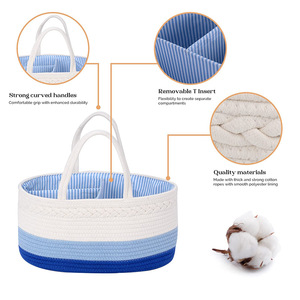 Portable Diaper Caddy Organisateur De Stockage Grand Bébé Coton Corde Pépinière Panier <span class=keywords><strong>Table</strong></span> À <span class=keywords><strong>Langer</strong></span> avec Diviseur <span class=keywords><strong>Amovible</strong></span> - Product Image 4