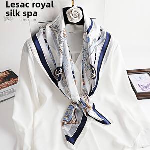 Écharpe carrée en soie véritable pour femme, 90 cm, automne-hiver, foulard en satin pour cheveux, châ<span class=keywords><strong>le</strong></span> de cou tendance - Product Image 3